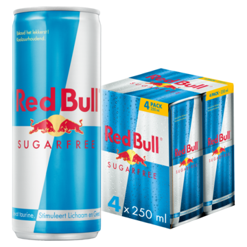 Red Bull Energy Drink, suikervrij, 4-pack 250ml
