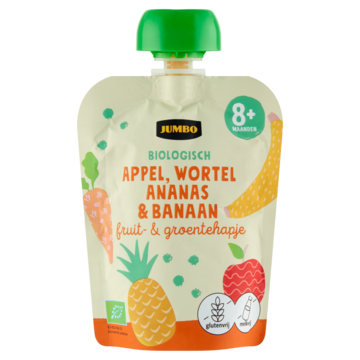 Jumbo Biologisch Fruit- & Groentehapje 8+ Maanden - Appel, Wortel, Ananas & Banaan 90g