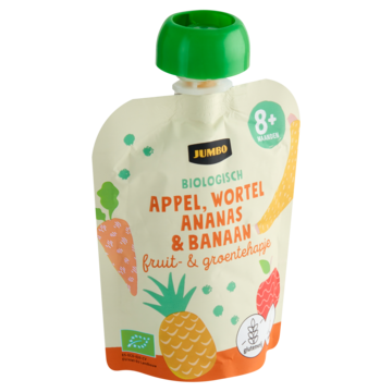 Jumbo Biologisch Fruit- & Groentehapje 8+ Maanden - Appel, Wortel, Ananas & Banaan 90g