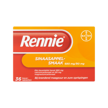 Rennie Sinaasappelsmaak 680 mg/80 mg 36 Stuks