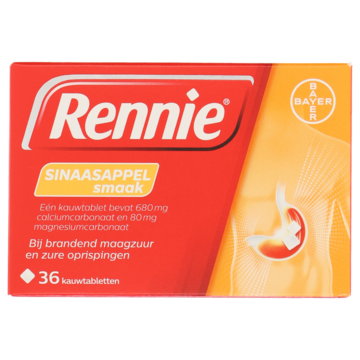 Rennie Sinaasappelsmaak 680 mg/80 mg 36 Stuks