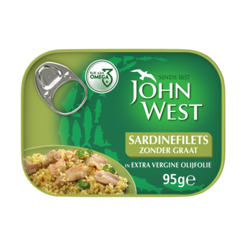 John West sardines zonder graat in extra vergine olijfolie 95 gram