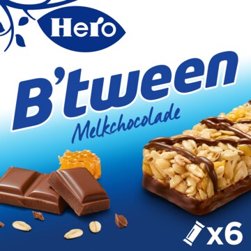 Hero B'tween Mueslireep Melkchocolade 6 x 25g