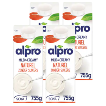 Alpro Mild & Creamy Zonder Suikers Variatie Op Yoghurt 4 x 755g