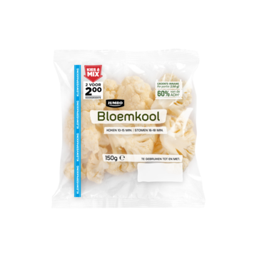 Jumbo Bloemkool Kleinverpakking 150 G Bij huismerk kopen in de aanbieding Jumbo Bloemkool Kleinverpakking 150 G Bij huismerk kopen in de aanbieding