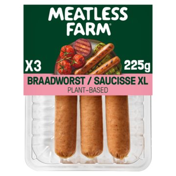 Meatless Farm 3 x Vegetarische braadworsten XL 225g