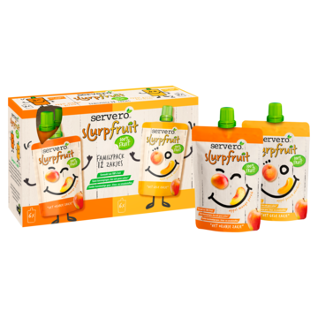 Servero Slurpfruit 100% Fruit Het Oranje Zakje & Het Gele Zakje Familypack 12 x 90g