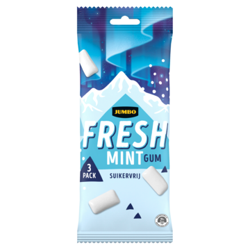 Jumbo Fresh Mint Gum Suikervrij 3 x 16, 8g