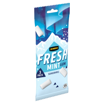 Jumbo Fresh Mint Gum Suikervrij 3 x 16, 8g