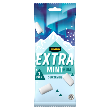 Jumbo Extra Mint Gum Suikervrij 3 x 16, 8g