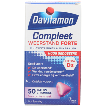 Davitamon - Compleet weerstand forte kauwvitamines bosvruchten, 50 stuks