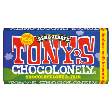 Tony's Chocolonely reep Donkere Melkchocolade Browniestukjes, 180g