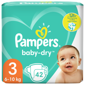 Pampers Baby-Dry Maat 3, 42 Luiers, Tot 12 Uur Bescherming, 6-10kg