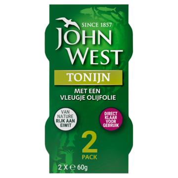 John West tonijnstukken met een vleugje olijfolie 2 x 60 gram