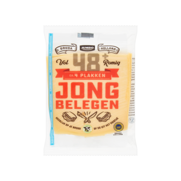 Jumbo Jong Belegen Kaas 48+ Plakken Kleinverpakking 85g