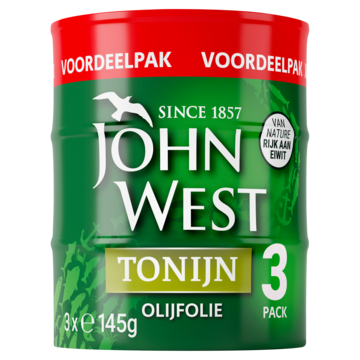 John West tonijnstukken in olijfolie 3 x 145 gram
