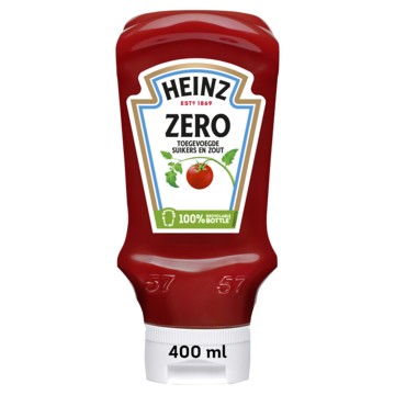 Heinz Tomaten Ketchup Zero (zonder toegevoegde suikers & zout) 400ml