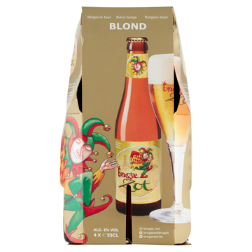 2e halve prijs | Brugse Zot Belgisch Bier Blond Flessen 4 x 33cl Aanbieding bij Jumbo