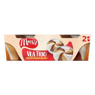 Mona Vla Trio Karamel Chocolade Slagroom 2 X 135 G Bij Jumbo mona kopen in de aanbieding Mona Vla Trio Karamel Chocolade Slagroom 2 X 135 G Bij Jumbo mona kopen in de aanbieding