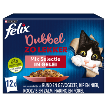 FELIX® Dubbel Zo Lekker Mix Selectie in Gelei Kattenvoer 12x85g