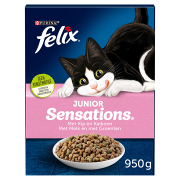 Felix® Junior Sensations met Kip, Kalkoen, met Melk en met Groenten Kattenvoer 950g