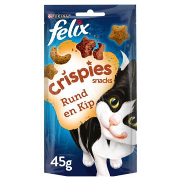 FELIX® Crispies met Rund- & Kipsmaak - Kattensnacks - 45g