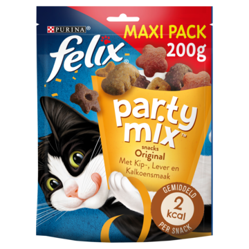 FELIX® Party Mix Original met Kip-, Lever- & Kalkoensmaak - Kattensnacks - 200g