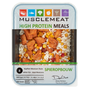 Muscle Meat High Protein Meals Kipfilet Mexican Style Witte Rijst Mais Mexicana 450g