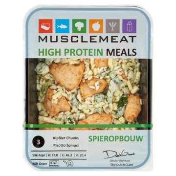 Muscle Meat High Protein Meals Kipfilet Chunks Risotto Spinaci 450g