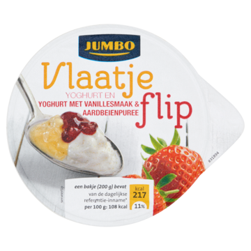 Jumbo Vlaatje Flip Yoghurt met Vanillesmaak & Aardbeienpuree 200g