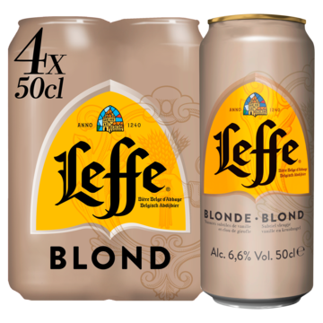 Leffe Blond Belgisch Abdijbier Blikken 4 x 50cl