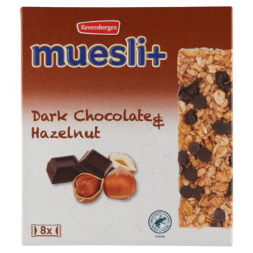 Ravensbergen Muesli+ Dark Chocolate & Hazelnut 8 x 23g