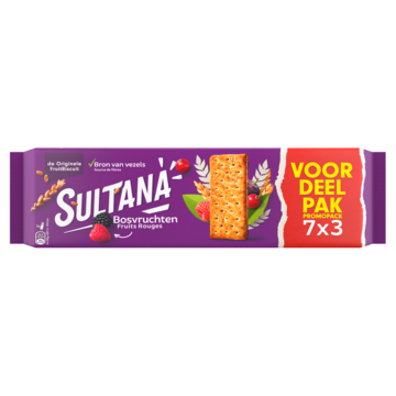 Sultana de Originele FruitBiscuit Bosvruchten Voordeelpak Promopack 7 x 3 Stuks 306g