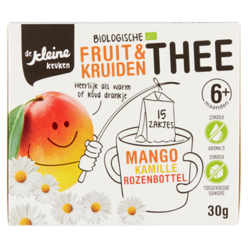 De Kleine Keuken Biologische Fruit & Kruiden Thee Mango Kamille Rozenbottel 6+ Maanden 15 x 2g