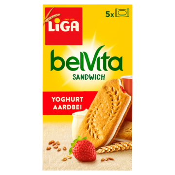 LiGA BelVita Sandwich koekjes Yoghurt Aardbei 253g