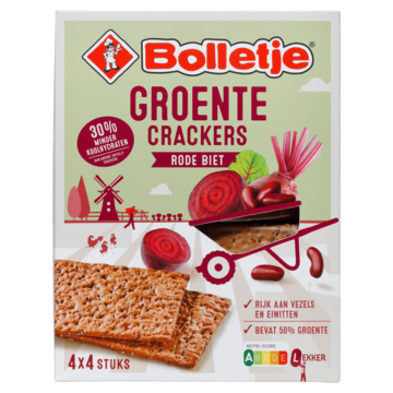 Bolletje Groente Crackers Rode Biet 4 x 4 Stuks 200g