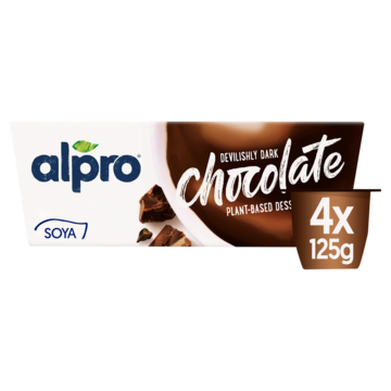 Alpro Dessert Dark Chocolate Smaak Houdbaar 4x125 gram