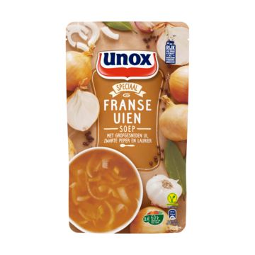 Unox Franse Uien Soep met Grofgesneden Ui, Zwarte Peper en Laurier 570ml