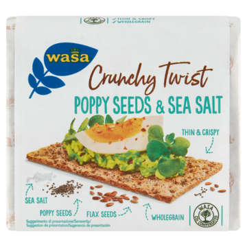 Wasa Crunchy Twist Poppy Seeds & Sea Salt 245g
