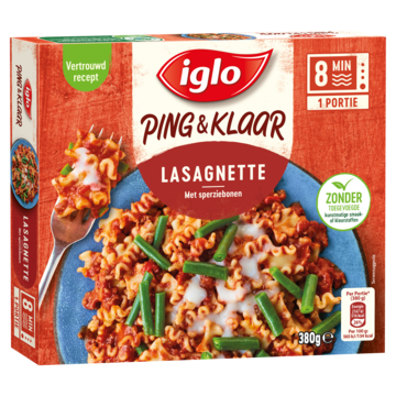Iglo Ping & Klaar Lasagnette met sperziebonen 380g