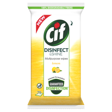 Cif Disinfect & Shine Wipes Lemon 75 doekjes