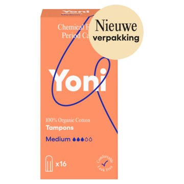 Yoni tampons medium 100% biologisch katoen 16 stuks