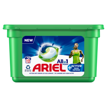 Ariel All-in-1 PODS, Vloeibaar Wasmiddel Wasmiddelcapsules +Actieve Geurbestrijding 12 Wasbeurten