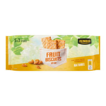 Jumbo Fruit Biscuits Op Zak Naturel 5 X 3 Stuks 218 G Bij huismerk kopen in de aanbieding