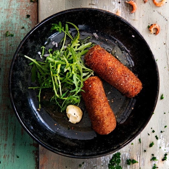 Garnalen röstikroketjes met rucolasalade {GESPONSORD}