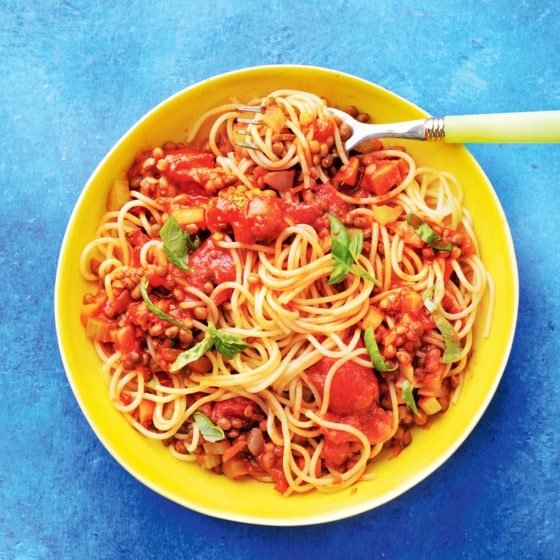 Spaghetti bolognese met linzen