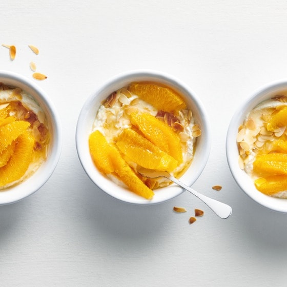 Ricotta met honing, sinaasappel en amandel