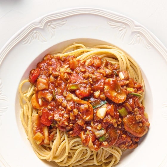 Spaghetti met vega gehaktsaus